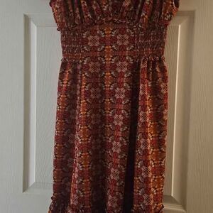 Max Studio Women's prairie Dress Rust/Orange Cowgirl style multi-colors Sz 10/12